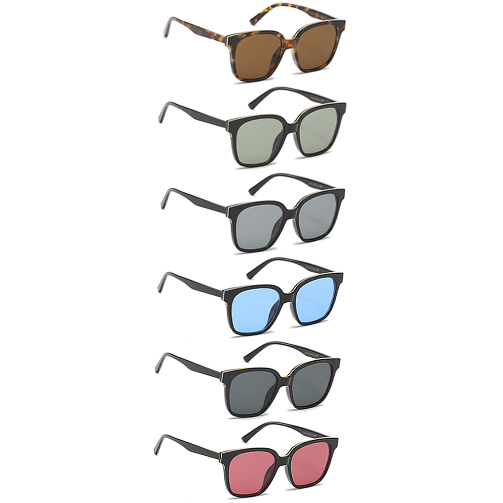 CHIC PLAIN SQUARE COLOR LENS SUNGLASSES 1DZ