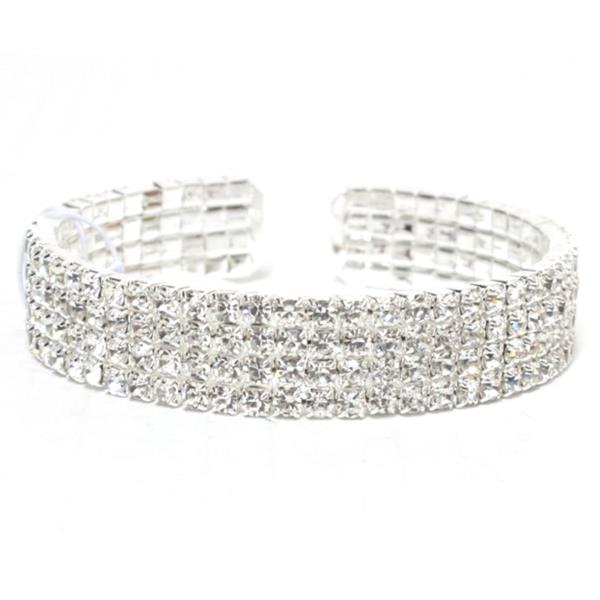 4 LINE RHINESTONE FLEXIBLE CUFF BRACELET