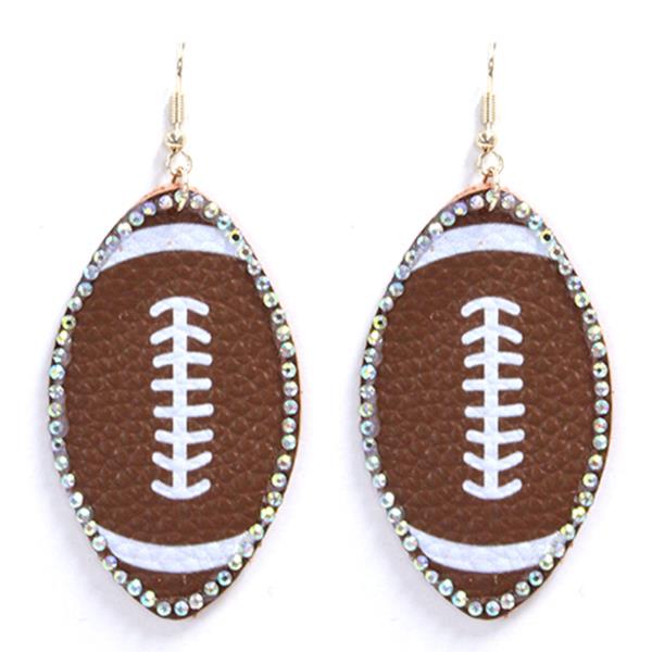 RHINESTONE FOOTBALL DANGLE EARRING