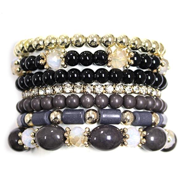 MULTI BEAD STRETCH BRACELET SET