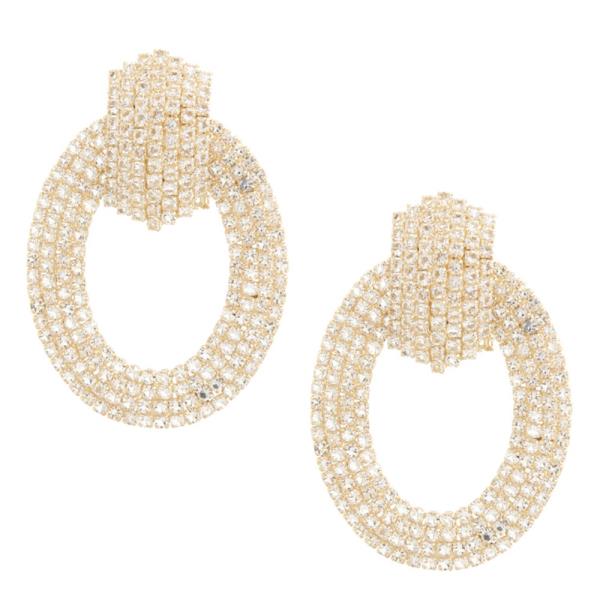 OVAL RHINESTONE EARRING