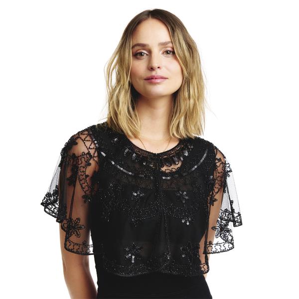 SEQUIN MESH SHOULDER CAPE