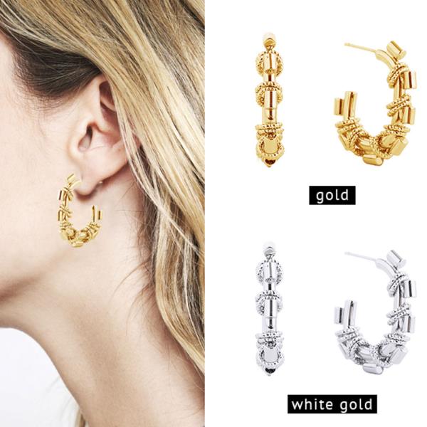14K GOLD/WHITE GOLD DIPPED POST HOOP EARRING