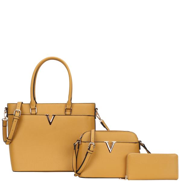 3IN1 V DESIGN TOTE BAG WITH CROSSBODY AND WALLET SET