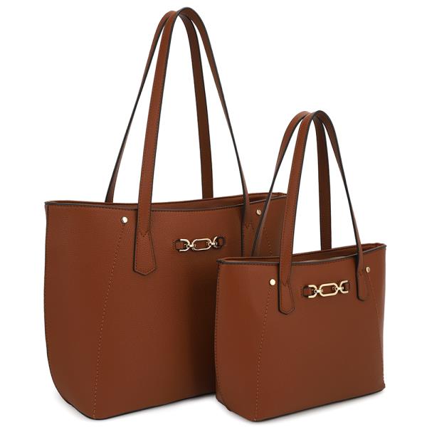 2IN1 SMOOTH TOTE WITH MATCHING BAG SET