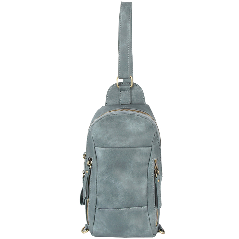 FASHION DESIGN SMOOTH ZIPPER SLING CROSSBODY BAG