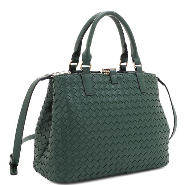FASHION CHIC WOVEN HANDLE SATCHEL BAG