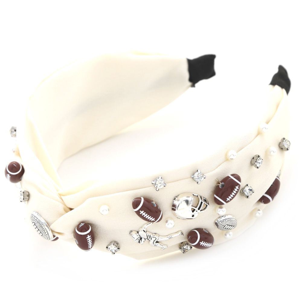 FOOTBALL BEAD STUDDED KNOT HEADBAND