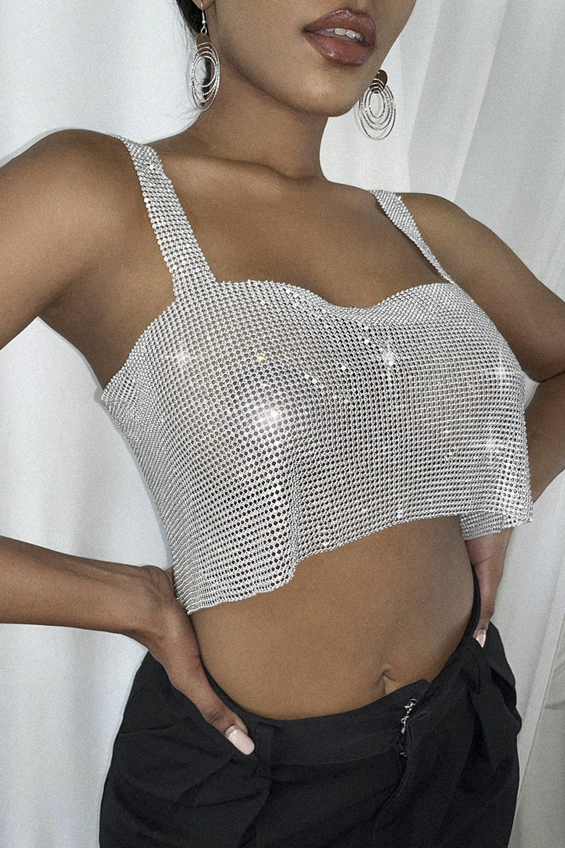 RHINESTONE SLEEVELESS TOP