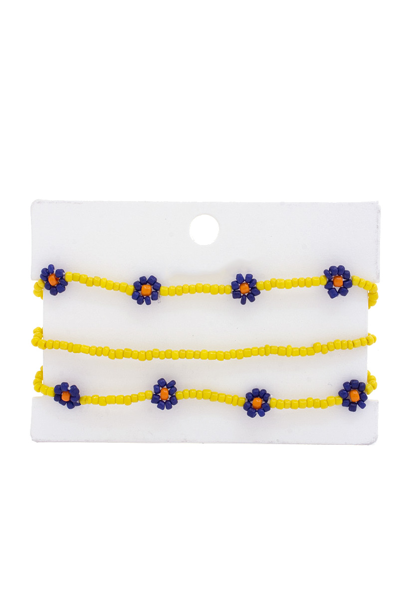 SEED BEAD FLOWER ASSORTED BRACELET SET