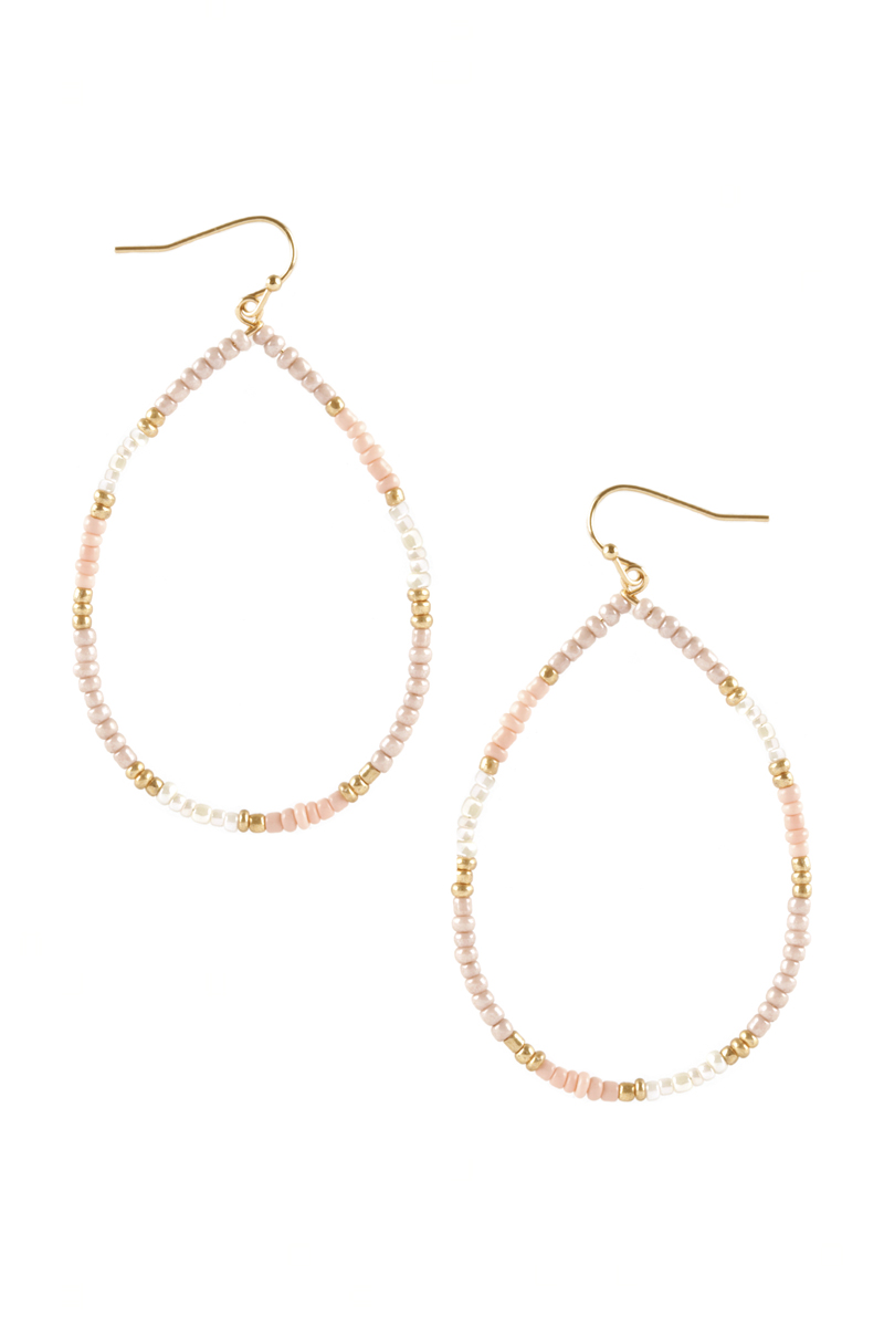 SEED BEAD TEARDROP DANGLE EARRING