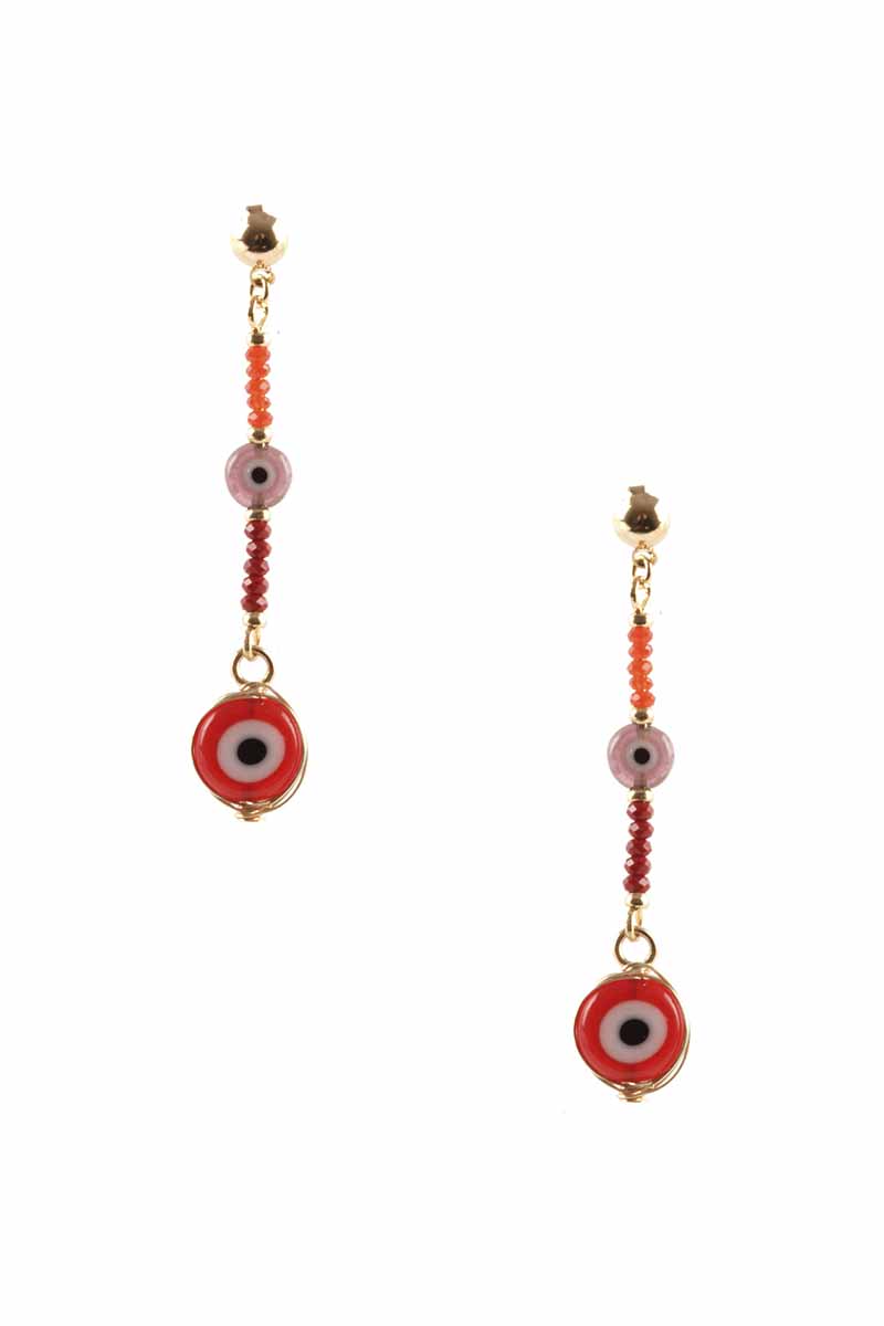 SEED BEAD EVIL EYE DROP EARRING