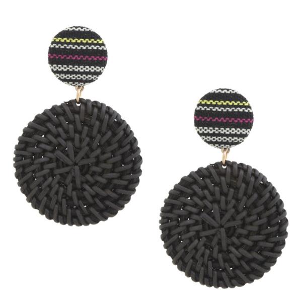 ROUND WOVEN DANGLE EARRING