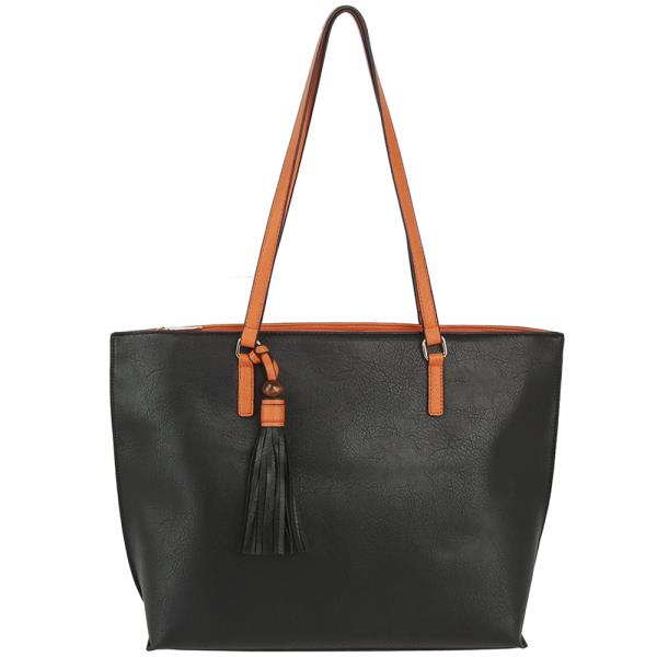 SMOOTH TASSEL SHOULDER TOTE BAG