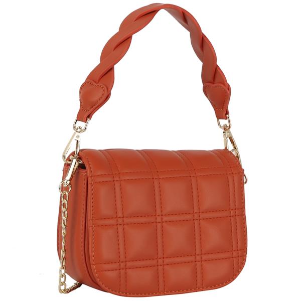 FASHION SMOOTH SQUARE PATTERN TWIST CROSSBODY HANDLE SHOULDER BAG