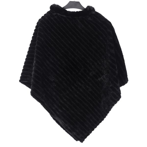FAUX FUR STRIPE PONCHO