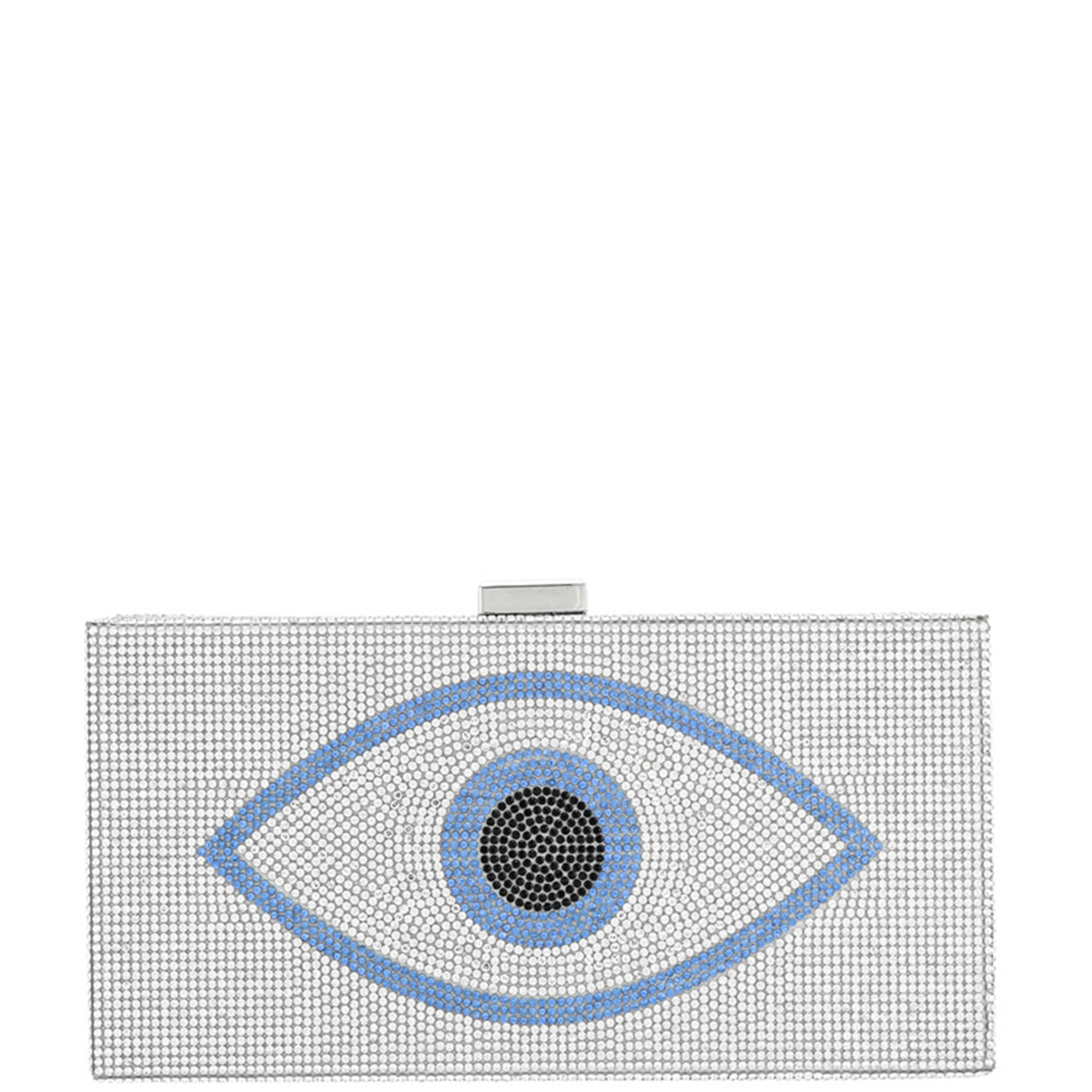 RHINESTONE EVIL EYE BOX CLUTCH EVENING BAG