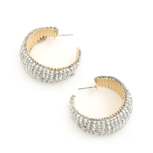 RHINESTONE OPEN HOOP EARRING