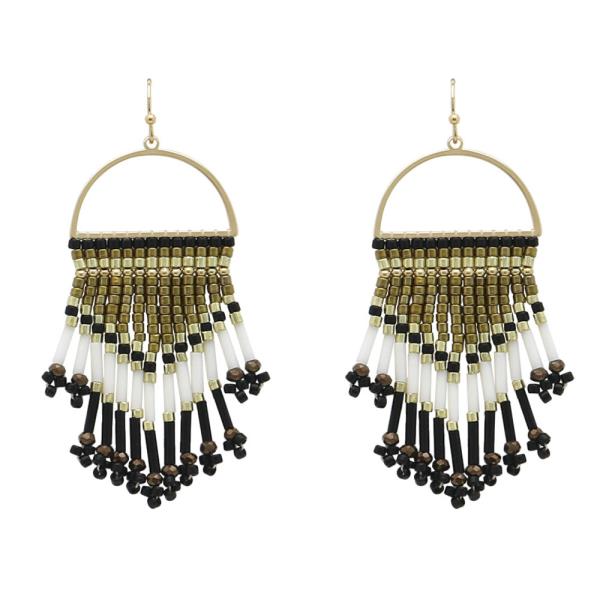 SEED BEAD TASSEL DANGLE EARRING