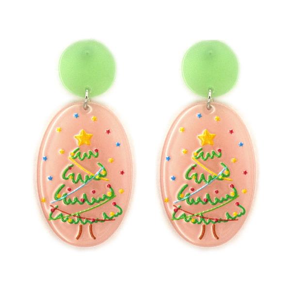 CHRISTMAS TREE OVAL DANGLE EARRING