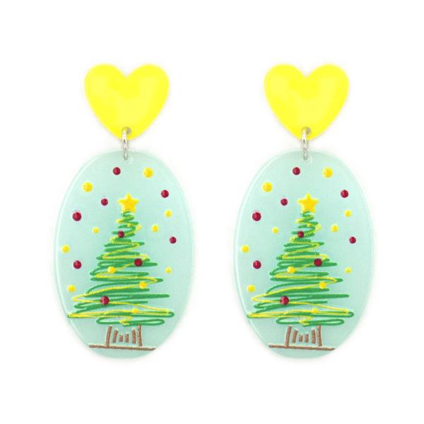 CHRISTMAS TREE OVAL DANGLE EARRING