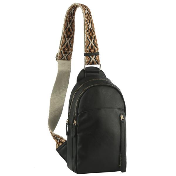 SMOOTH ZIPPER GUITAR STRAP SLING CROSSBODY BAG