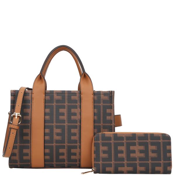 2IN1 PRINT PATTERN HANDLE BAG WITH WALLET SET