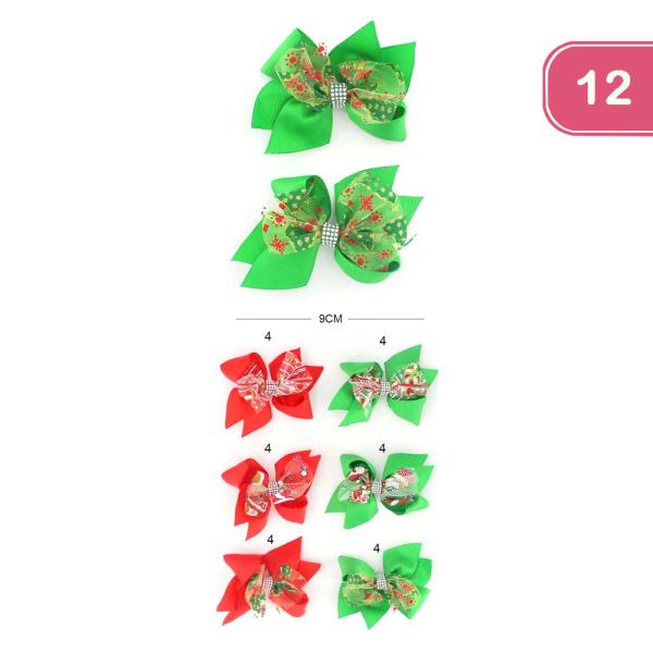 FASHION CHRISTMAS HAIR BOWS (12UNITS)