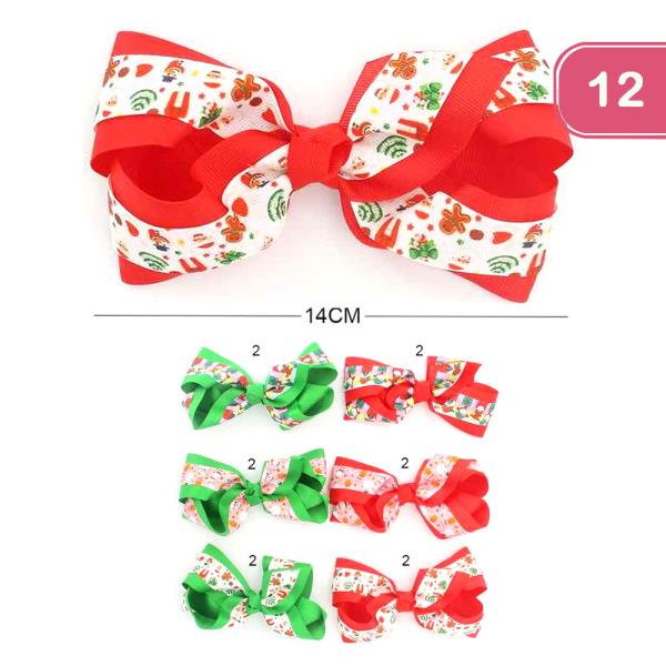FASHION CHRISTMAS HAIR BOW (12 UNITS)