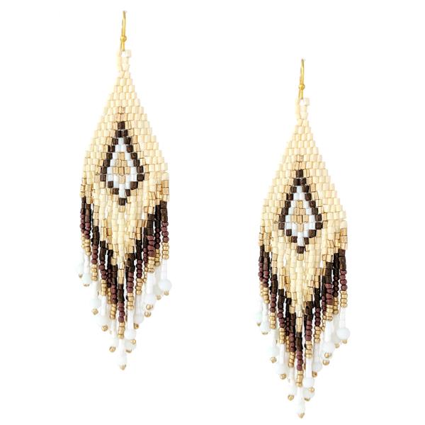 SEED BEAD FRINGE DANGLE EARRING