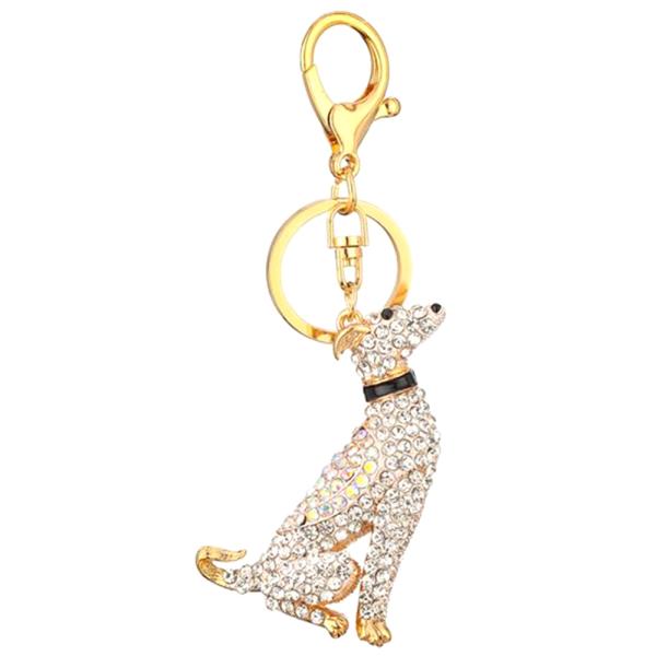 RHINESTONE HOUND DOG KEY CHAIN