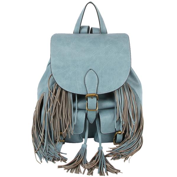 SMOOTH BUCKLE FRINGE TASSEL BACKPACK