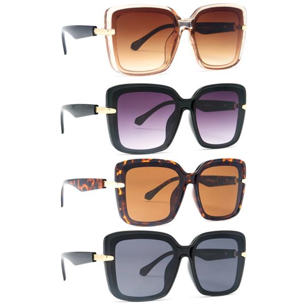 CHIC SQUARE FLAT LENS SUNGLASSES 1DZ
