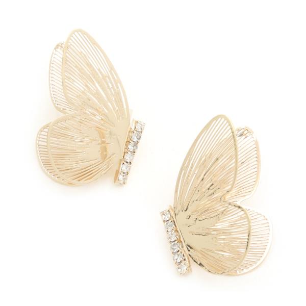 BUTTERFLY RHINESTONE METAL EARRING