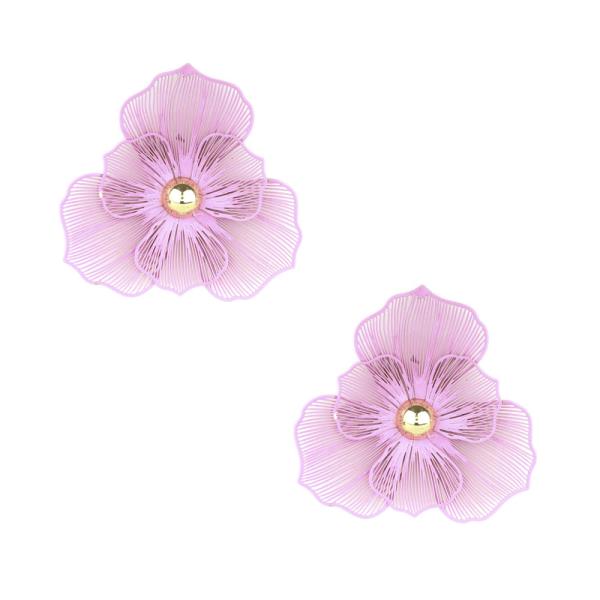 METAL COATING FLOWER POST EARRING