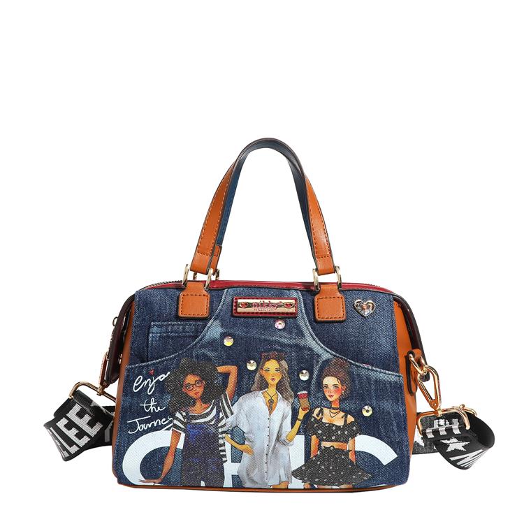 DENIM MINI BOSTON BAG