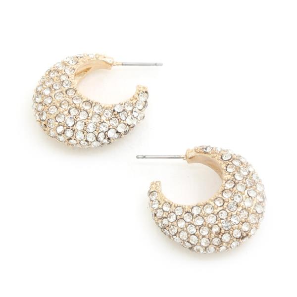 PUFFY RHINESTONE METAL EARRING