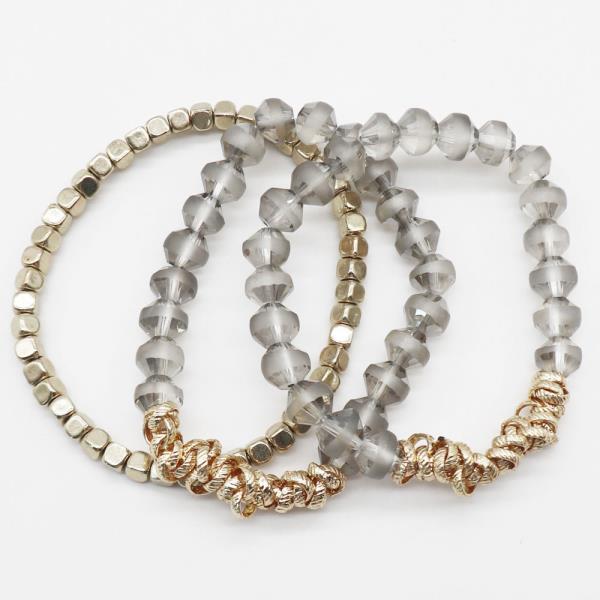 METAL BEAD MULTI STRETCH BRACELET