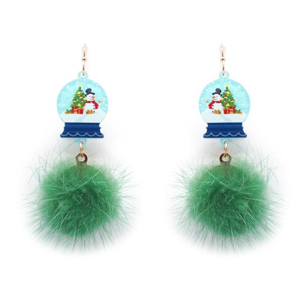 CHRISTMAS SNOW POM POM DANGLE EARRING