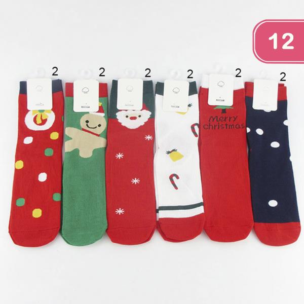CHRISTMAS COTTON ANKLE SOCKS (12 UNITS)