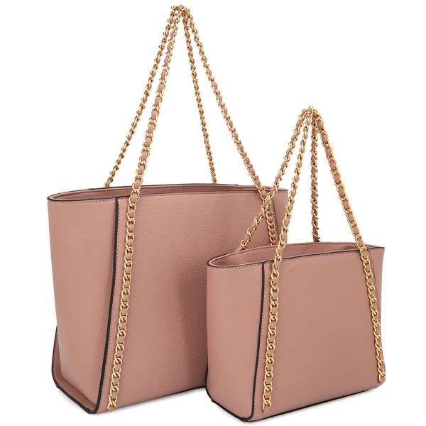 2IN1 SMOOTH CHAIN LINK DESIGN TOTE BAG WITH MATCHING BAG SET