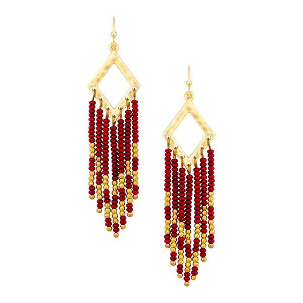 SEED BEAD DIAMOND METAL EARRING