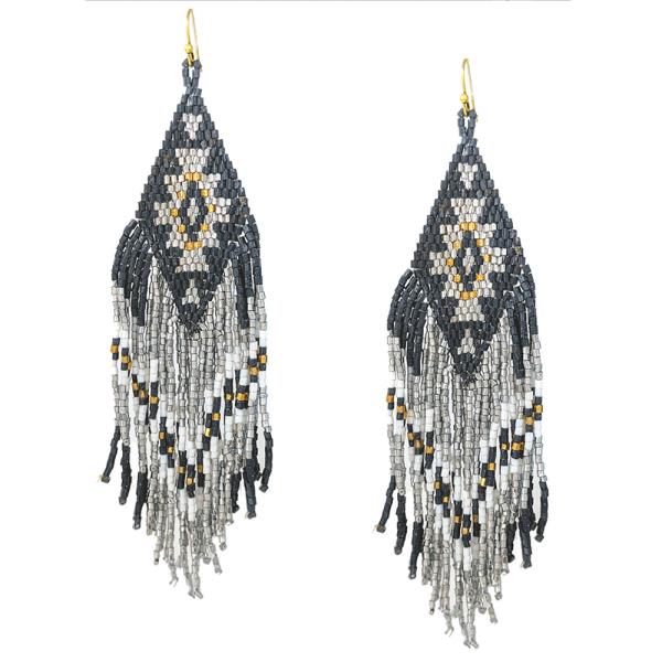 SEED BEAD FRINGE DANGLE EARRING
