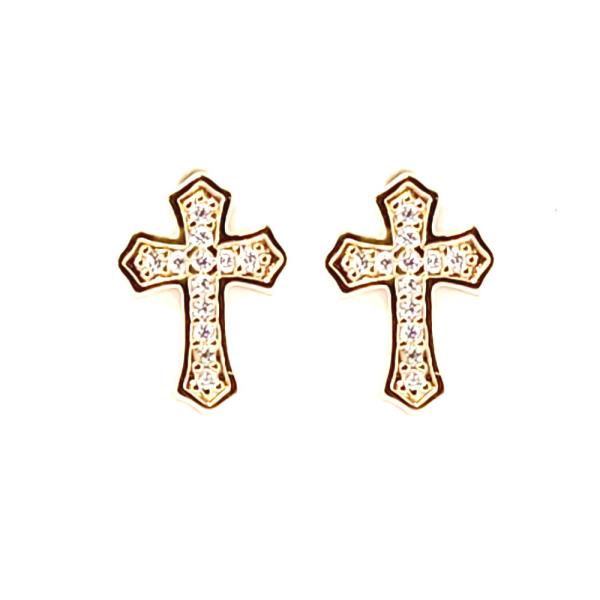 RHINESTONE CROSS EARRING