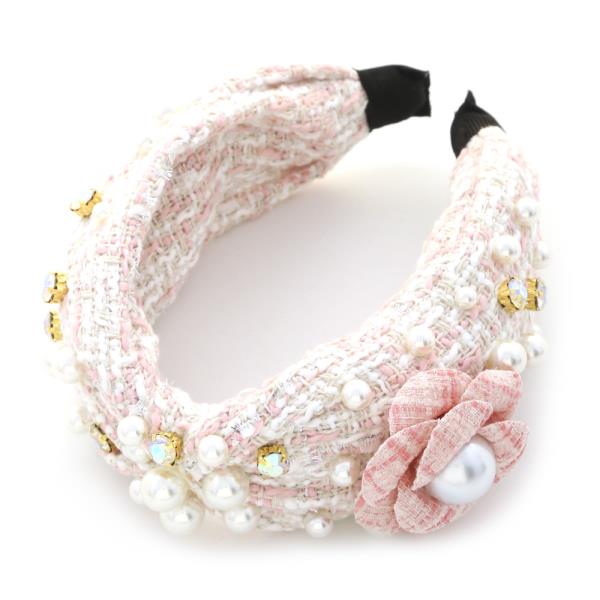 FLOWER PEARL BEAD RHINESTONE HEADBAND