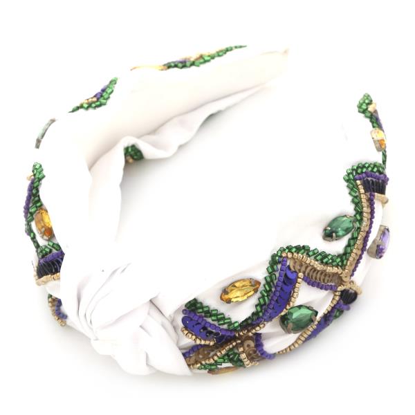 MARDI GRAS GEMSTONE SEQUIN SEED BEAD HEADBAND