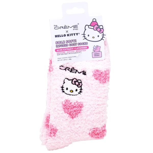 THE CREME SHOP X HELLO KITTY SOLE SOFT INFUSED COZY SWEET HEART SOCKS