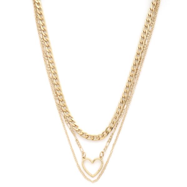 SODAJO HEART CURB LINK LAYERED NECKLACE
