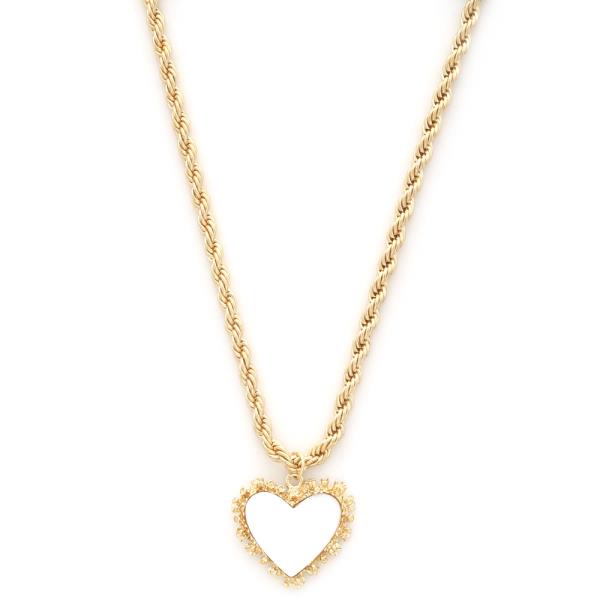 SODAJO HEART PENDANT ROPE LINK NECKLACE