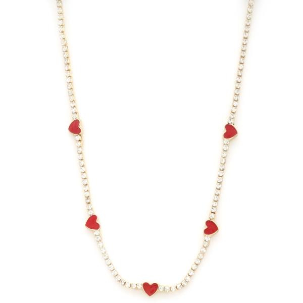 SODAJO HEART STATION RHINESTONE NECKLACE